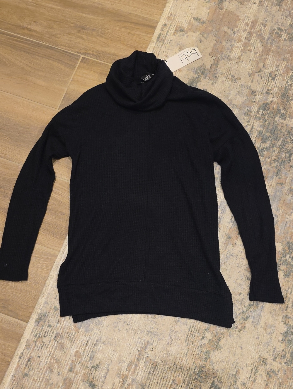 bobi Black Waffle Knit Top